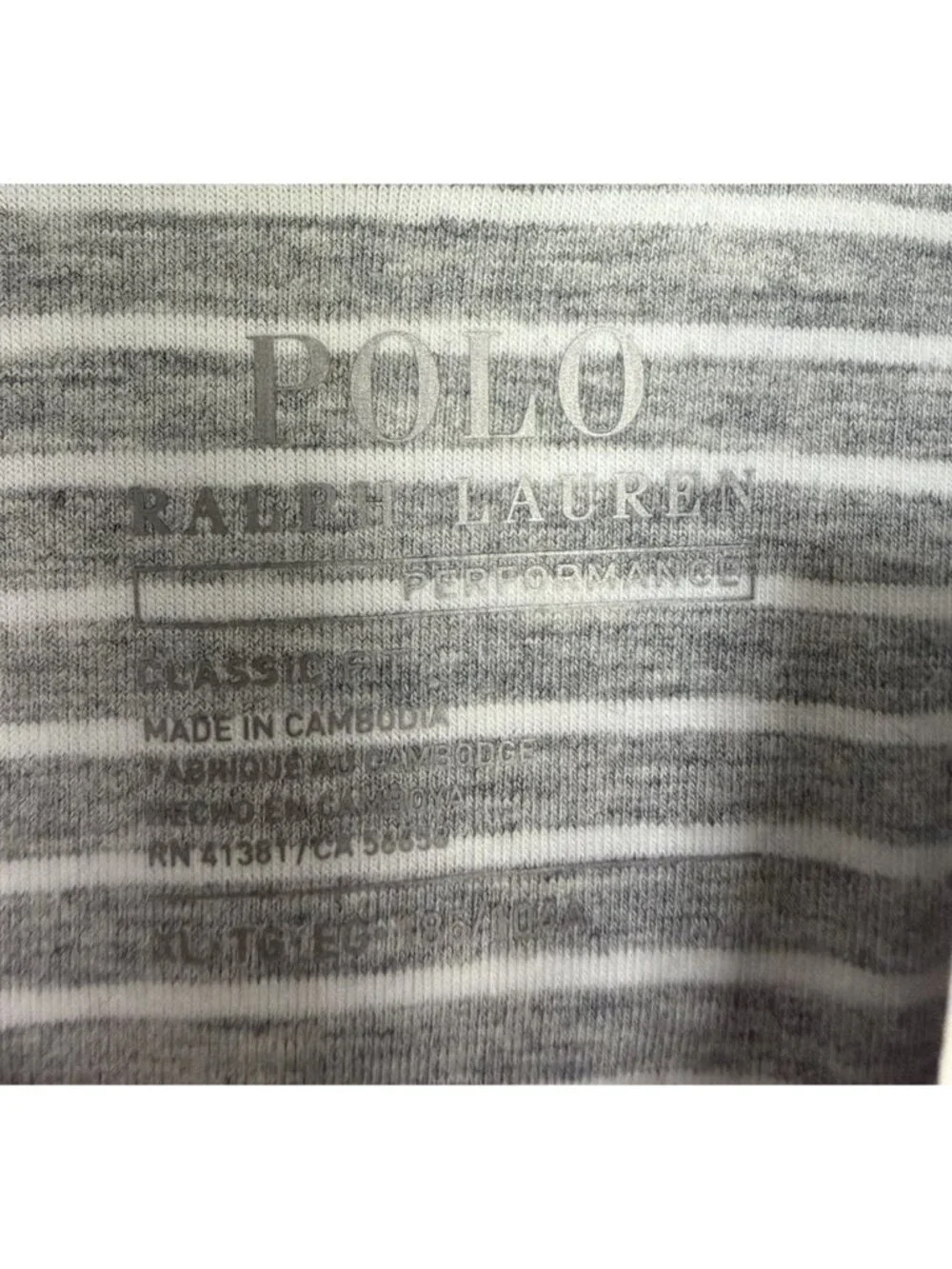 Ralph Lauren Performance Polo Men XL Grey Striped Moisture Wicking Pocket NEW